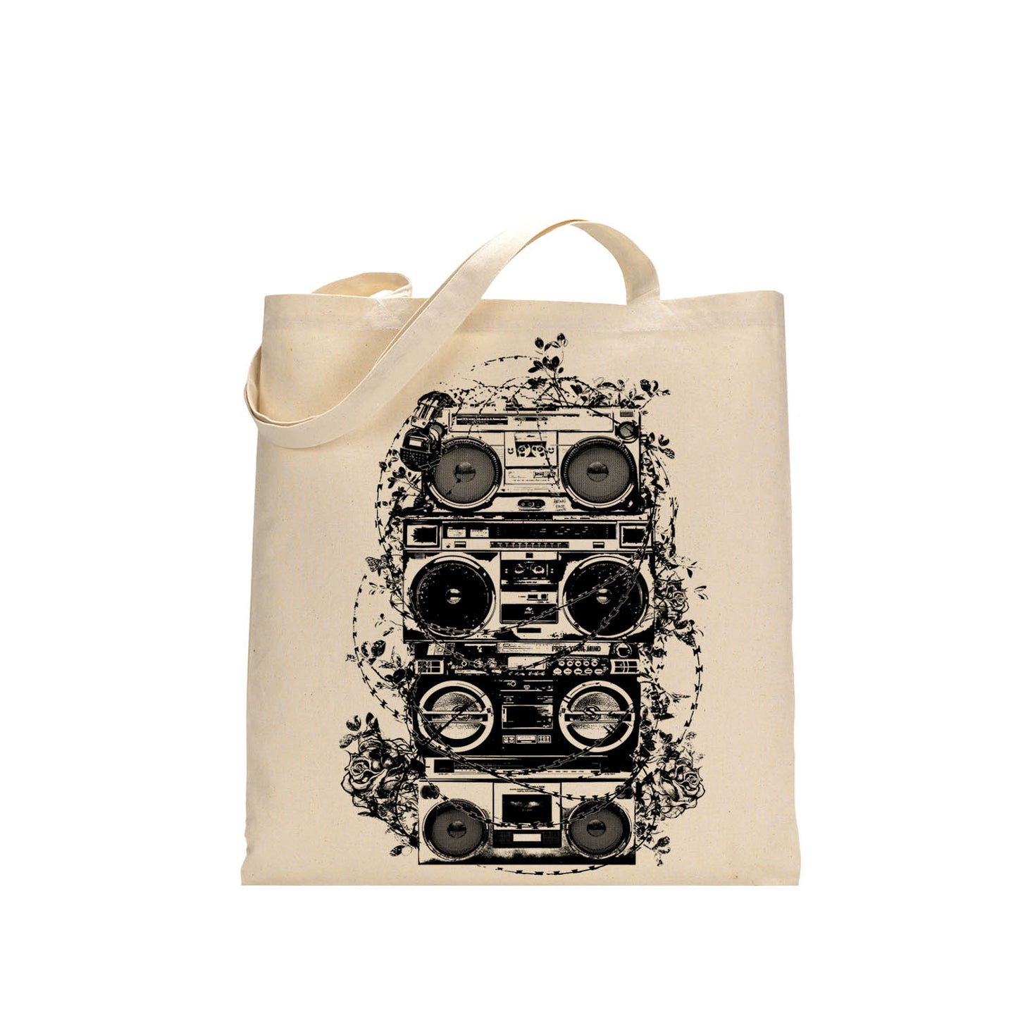Boom Box Tote Bag, Music Gift, 80's Gift, Tattoo Gift